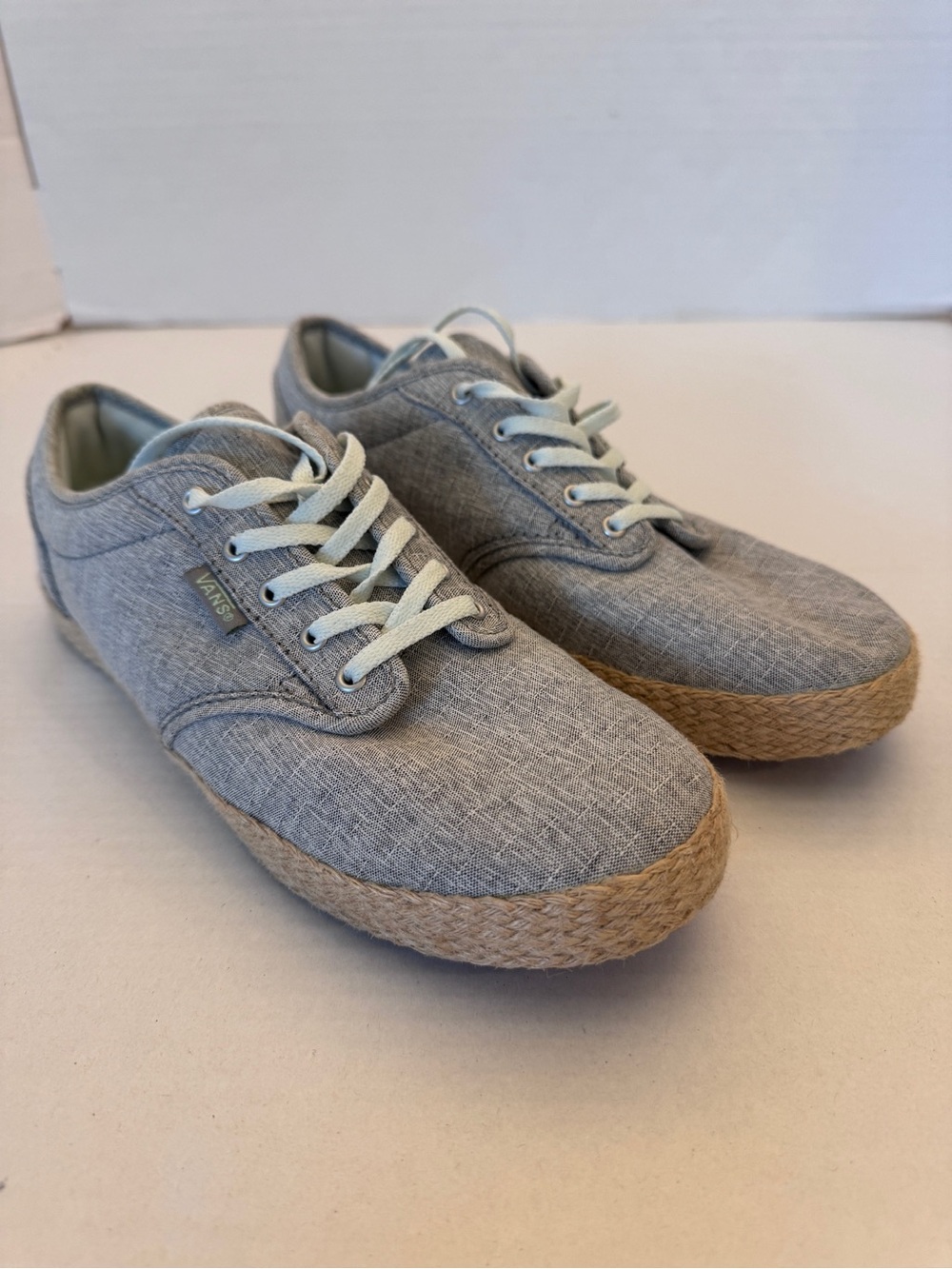 Vans Atwood Sneakers Womens Size 9 Low Espadrille Gray Chambray Casual Shoes
